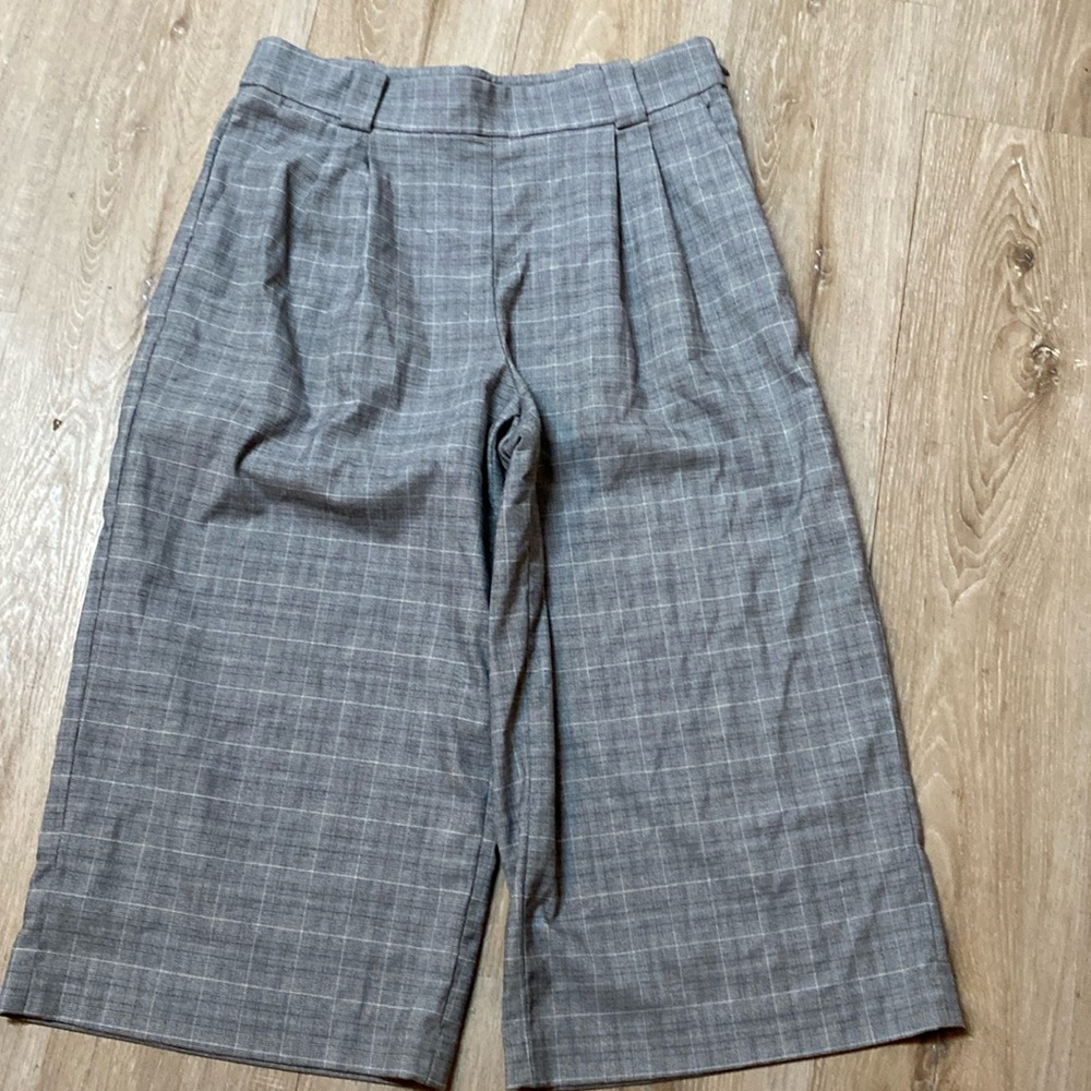 Loft Plaid wide leg cropped pants size 10